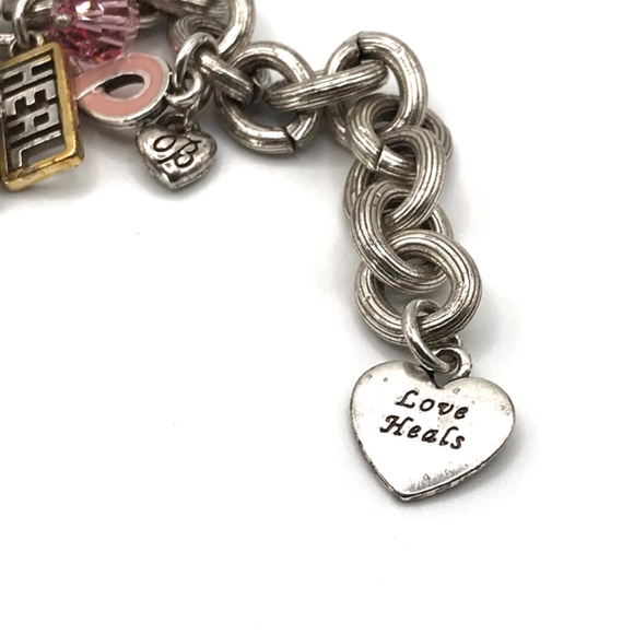 Brighton Charm Bracelet Love Heals Chunky Heart Trust Crystals Boho 8.5" - Picture 7 of 15